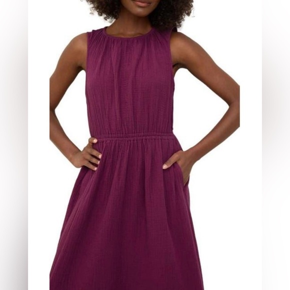 Pact Organic Cotton Coastal Double  Gauze Tiered Midi Dress Size Large - Picture 5 of 14